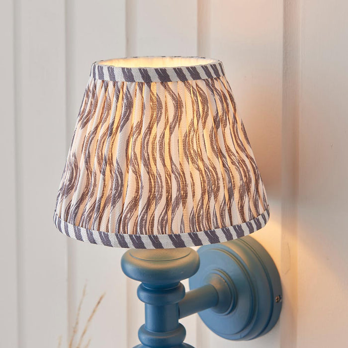 Carnaby And Ripple 20cm Pearl Grey Shade Wall Light With Satin Marlin Blue Base