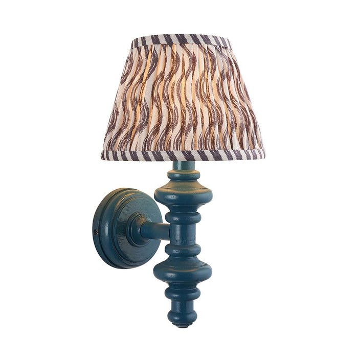 Carnaby And Ripple 20cm Pearl Grey Shade Wall Light With Satin Marlin Blue Base