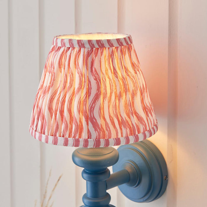 Carnaby And Ripple 20cm Coral Pink Shade Wall Light With Satin Marlin Blue Base