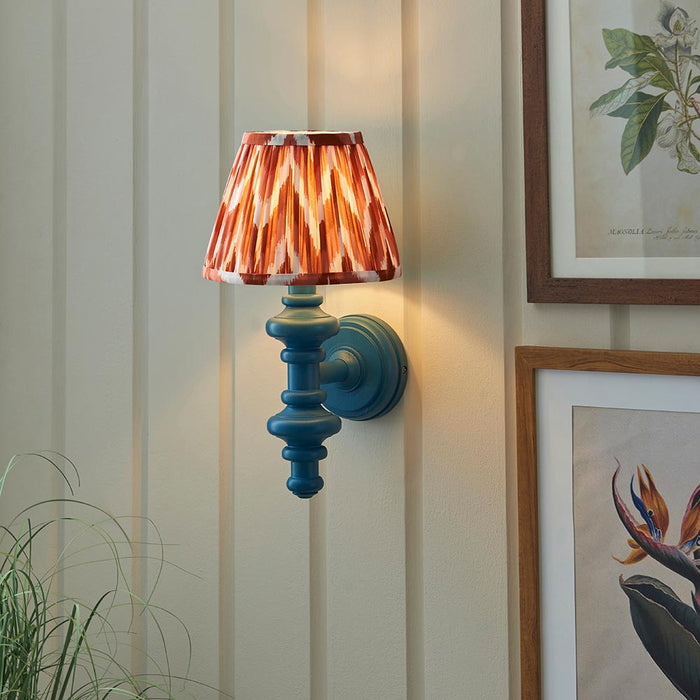 Carnaby And Zigzag 20cm Apricot Orange Shade Wall Light Satin Marlin Blue Base