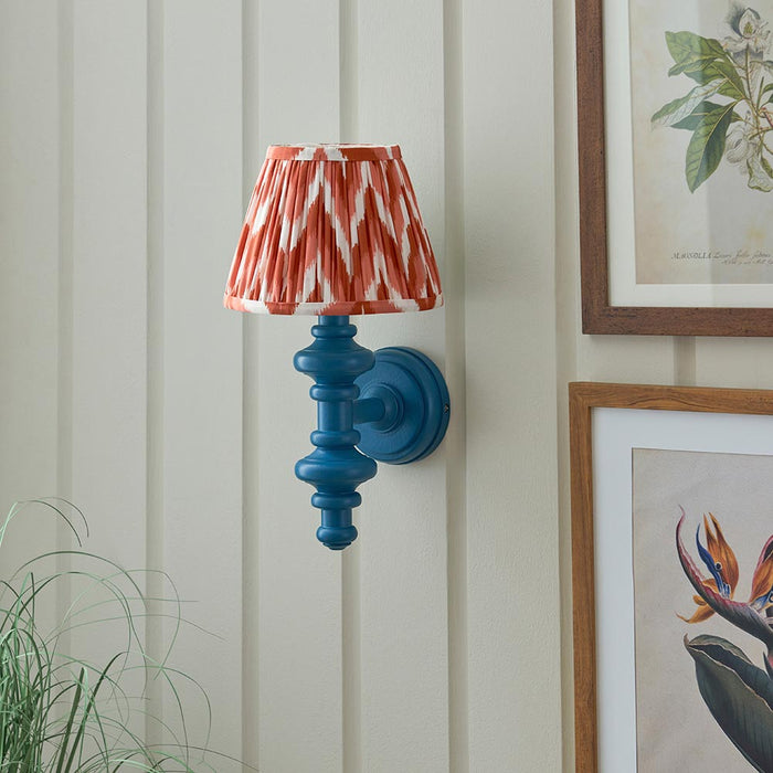 Carnaby And Zigzag 20cm Apricot Orange Shade Wall Light Satin Marlin Blue Base