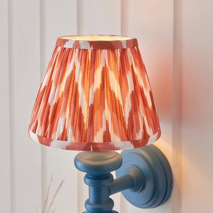 Carnaby And Zigzag 20cm Apricot Orange Shade Wall Light Satin Marlin Blue Base