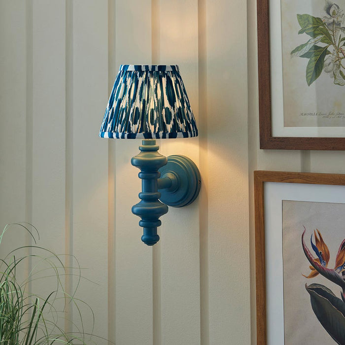Carnaby And Ikat 20cm Marlin Blue Shade Wall Light With Satin Marlin Blue Base