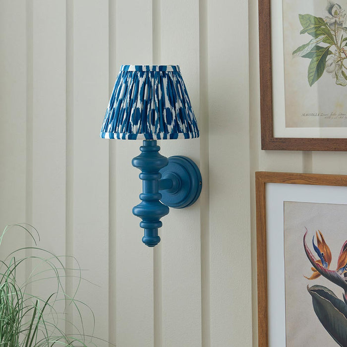 Carnaby And Ikat 20cm Marlin Blue Shade Wall Light With Satin Marlin Blue Base