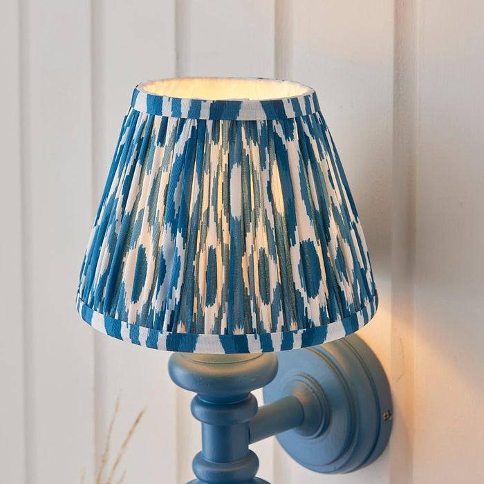 Carnaby And Ikat 20cm Marlin Blue Shade Wall Light With Satin Marlin Blue Base