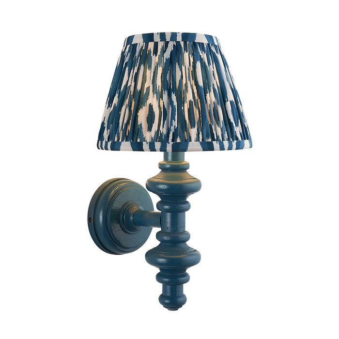 Carnaby And Ikat 20cm Marlin Blue Shade Wall Light With Satin Marlin Blue Base