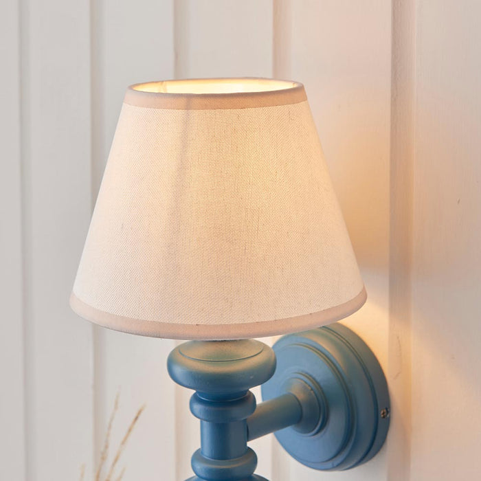 Carnaby And Ivy 20cm Vintage White Shade Wall Light With Satin Marlin Blue Base