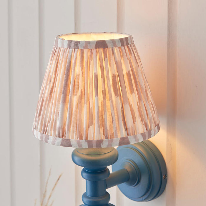 Carnaby And Ikat 20cm Neutral Shade Wall Light With Satin Marlin Blue Base