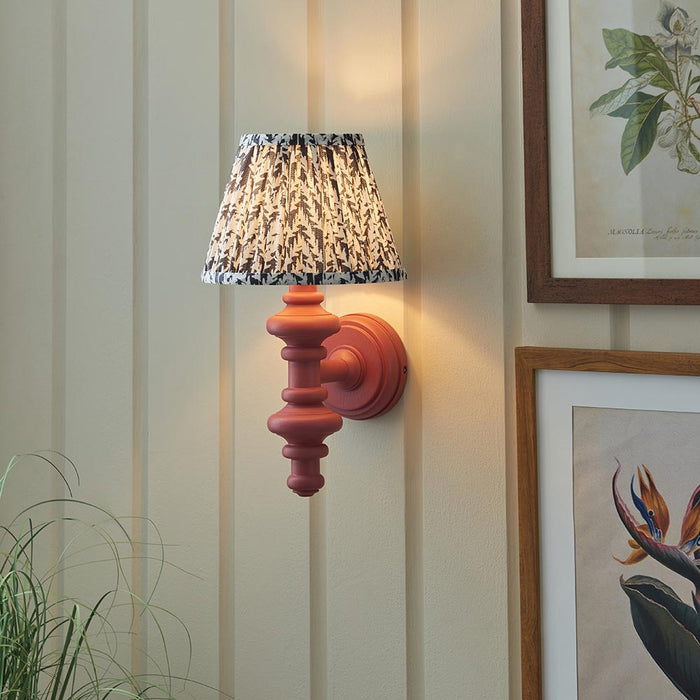 Carnaby And Leaf 20cm Pearl Grey Shade Wall Light With Satin Pink Clay Base