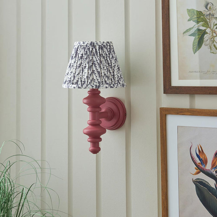 Carnaby And Leaf 20cm Pearl Grey Shade Wall Light With Satin Pink Clay Base