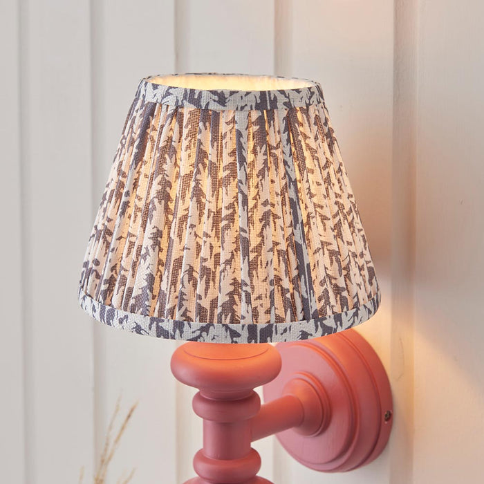 Carnaby And Leaf 20cm Pearl Grey Shade Wall Light With Satin Pink Clay Base