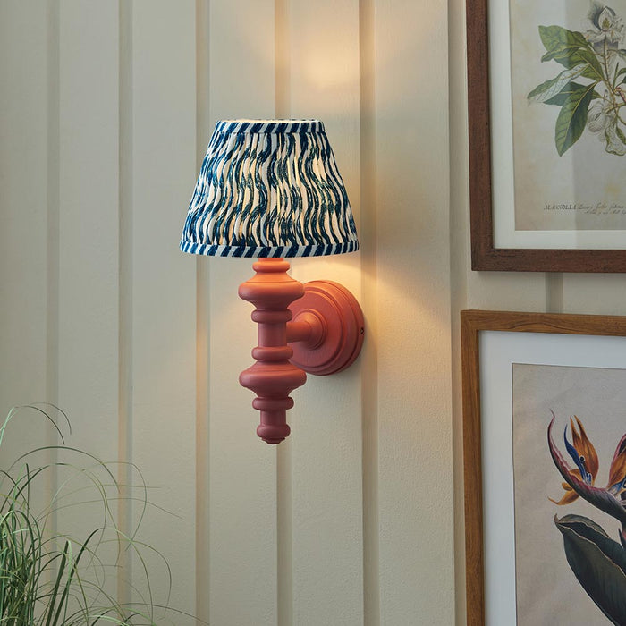Carnaby And Ripple 20cm Marlin Blue Shade Wall Light With Satin Pink Clay Base