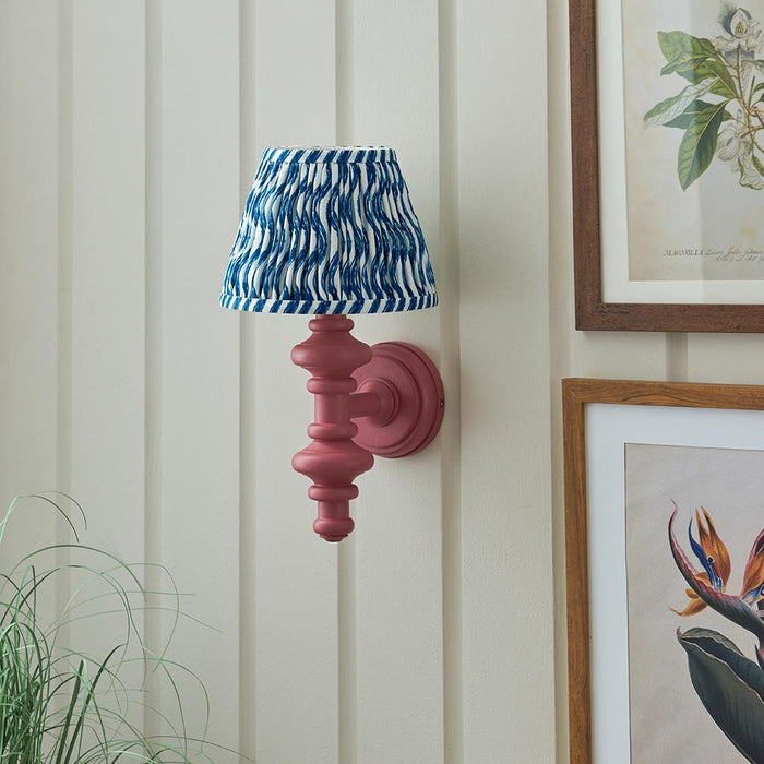 Carnaby And Ripple 20cm Marlin Blue Shade Wall Light With Satin Pink Clay Base