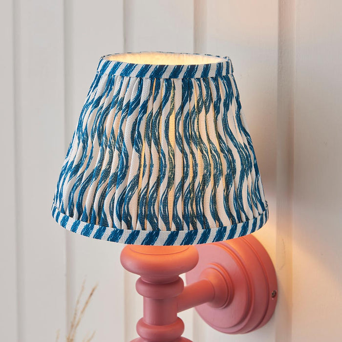 Carnaby And Ripple 20cm Marlin Blue Shade Wall Light With Satin Pink Clay Base