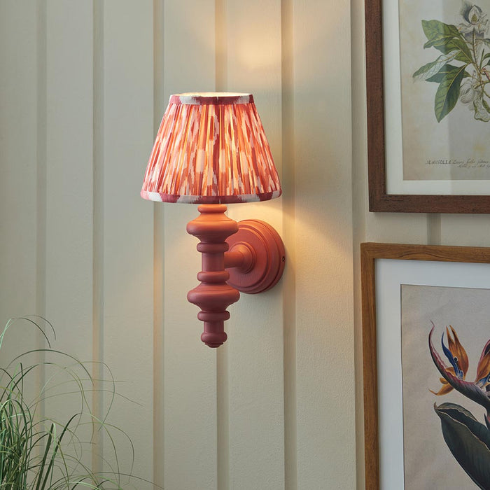 Carnaby And Ikat 20cm Coral Pink Shade Wall Light With Satin Pink Clay Base