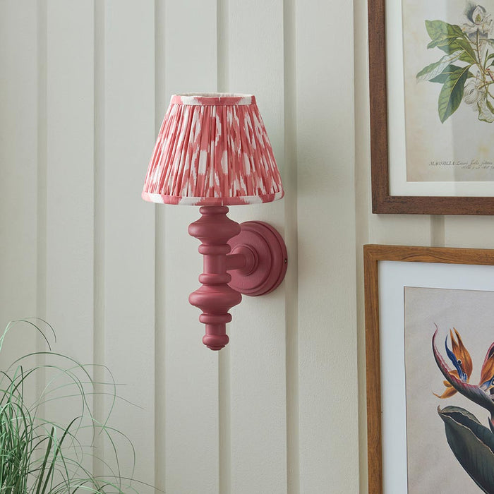 Carnaby And Ikat 20cm Coral Pink Shade Wall Light With Satin Pink Clay Base