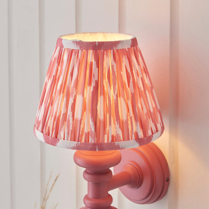 Carnaby And Ikat 20cm Coral Pink Shade Wall Light With Satin Pink Clay Base