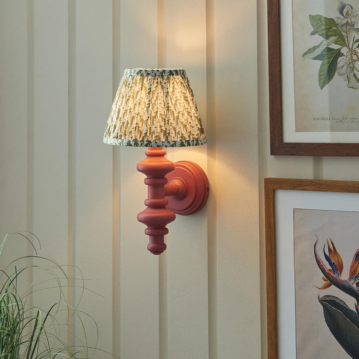 Carnaby And Leaf 20cm Herb Garden Green Shade Wall Light With Satin Pink Clay Base