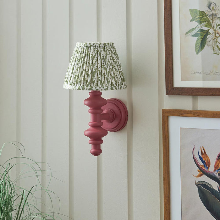 Carnaby And Leaf 20cm Herb Garden Green Shade Wall Light With Satin Pink Clay Base