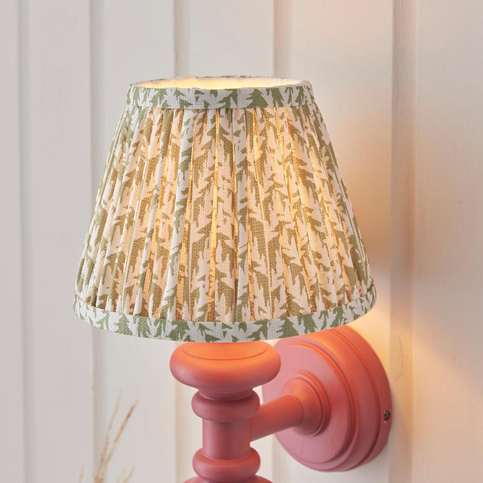 Carnaby And Leaf 20cm Herb Garden Green Shade Wall Light With Satin Pink Clay Base