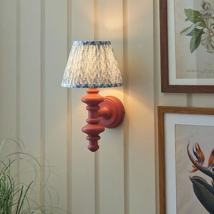 Carnaby And Leaf 20cm Shell Bay Blue Shade Wall Light With Satin Pink Clay Base