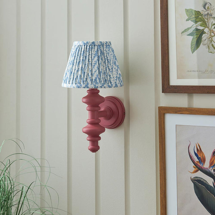 Carnaby And Leaf 20cm Shell Bay Blue Shade Wall Light With Satin Pink Clay Base