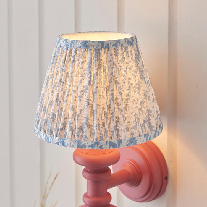 Carnaby And Leaf 20cm Shell Bay Blue Shade Wall Light With Satin Pink Clay Base