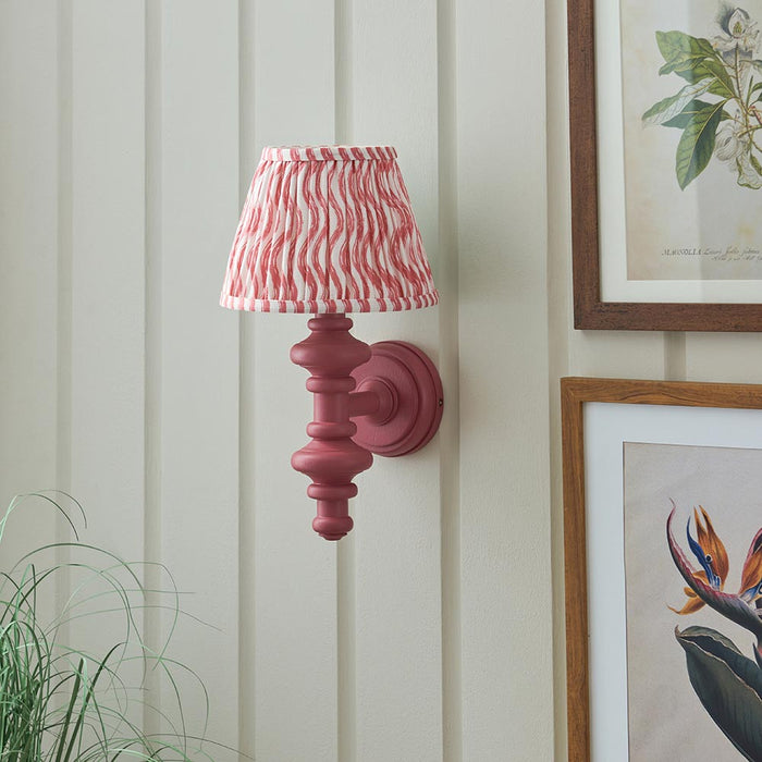Carnaby And Ripple 20cm Coral Pink Shade Wall Light With Satin Pink Clay Base