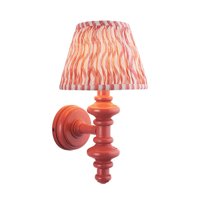 Carnaby And Ripple 20cm Coral Pink Shade Wall Light With Satin Pink Clay Base