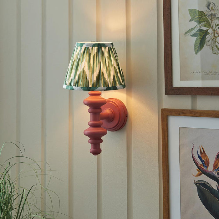 Carnaby And Zigzag 20cm Cotswold Green Shade Wall Light Satin Pink Clay Base