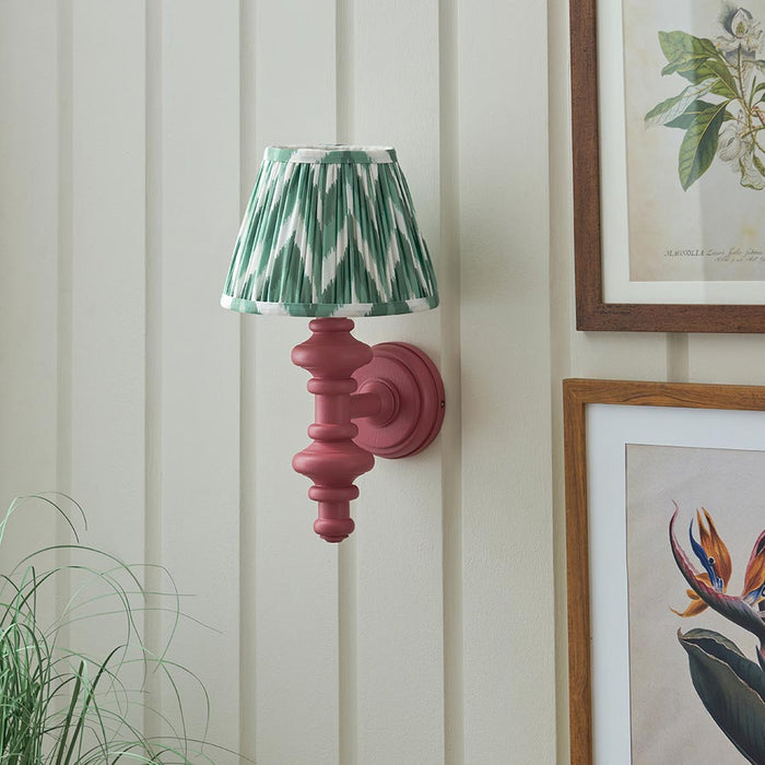 Carnaby And Zigzag 20cm Cotswold Green Shade Wall Light Satin Pink Clay Base