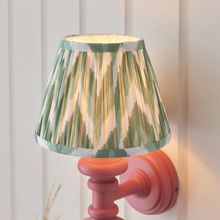 Carnaby And Zigzag 20cm Cotswold Green Shade Wall Light Satin Pink Clay Base