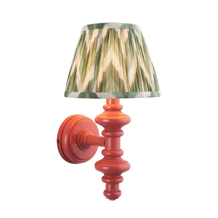 Carnaby And Zigzag 20cm Cotswold Green Shade Wall Light Satin Pink Clay Base