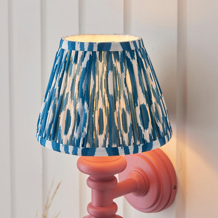 Carnaby And Ikat 20cm Marlin Blue Shade Wall Light With Satin Pink Clay Base