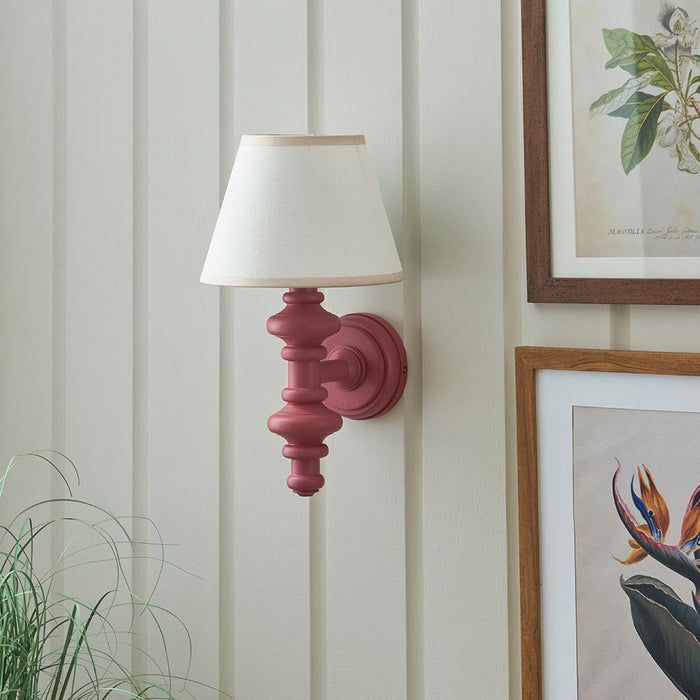 Carnaby And Ivy 20cm Vintage White Shade Wall Light With Satin Pink Clay Base