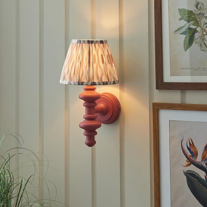 Carnaby And Ikat 20cm Neutral Shade Wall Light With Satin Pink Clay Base
