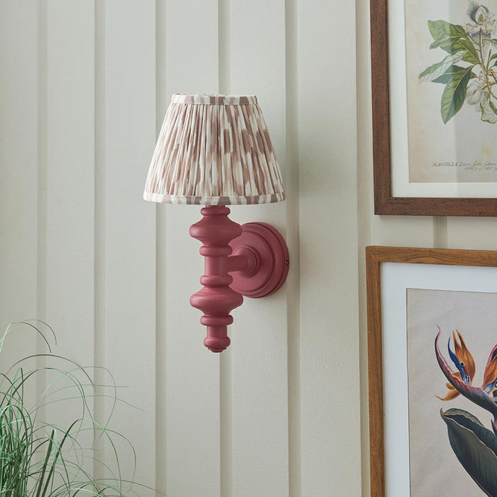 Carnaby And Ikat 20cm Neutral Shade Wall Light With Satin Pink Clay Base
