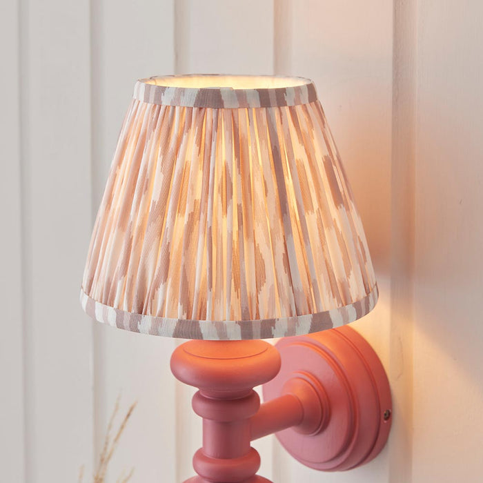Carnaby And Ikat 20cm Neutral Shade Wall Light With Satin Pink Clay Base