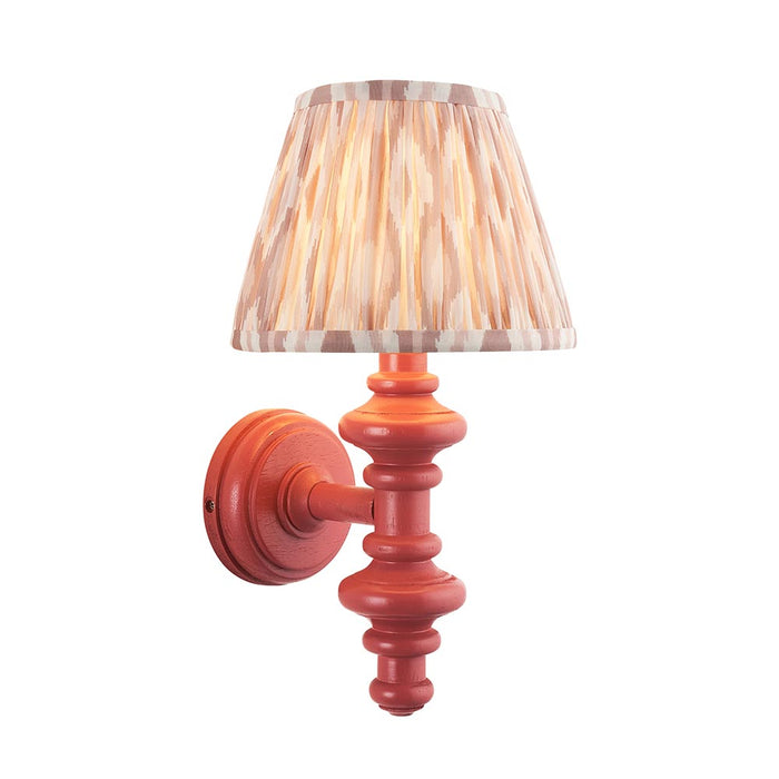 Carnaby And Ikat 20cm Neutral Shade Wall Light With Satin Pink Clay Base