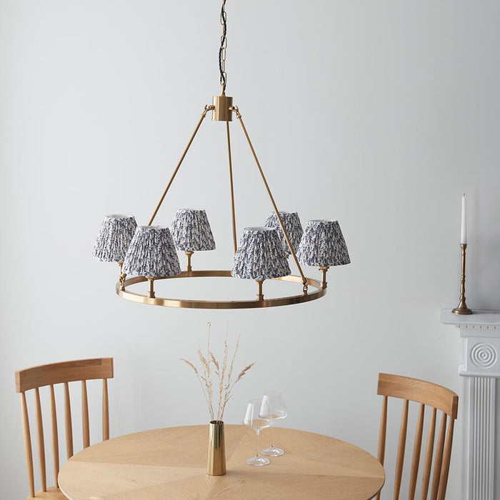 Chester And Leaf 6 Lights 16cm Pearl Grey Shade Ceiling Light In Aged Brass