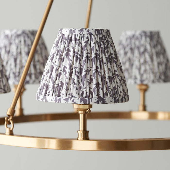 Chester And Leaf 6 Lights 16cm Pearl Grey Shade Ceiling Light In Aged Brass