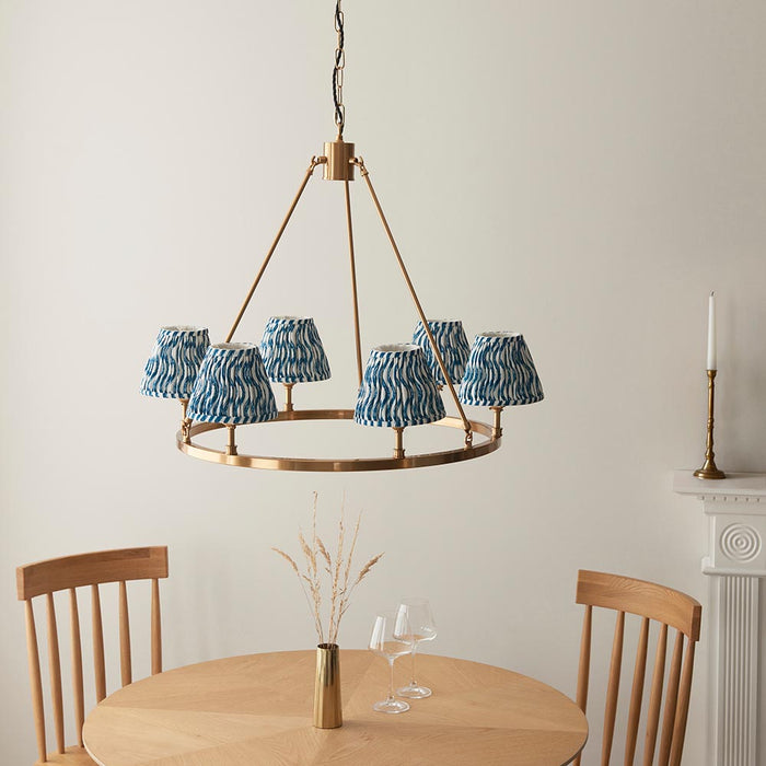 Chester And Ripple 6 Lights 16cm Marlin Blue Shade Ceiling Light In Aged Brass