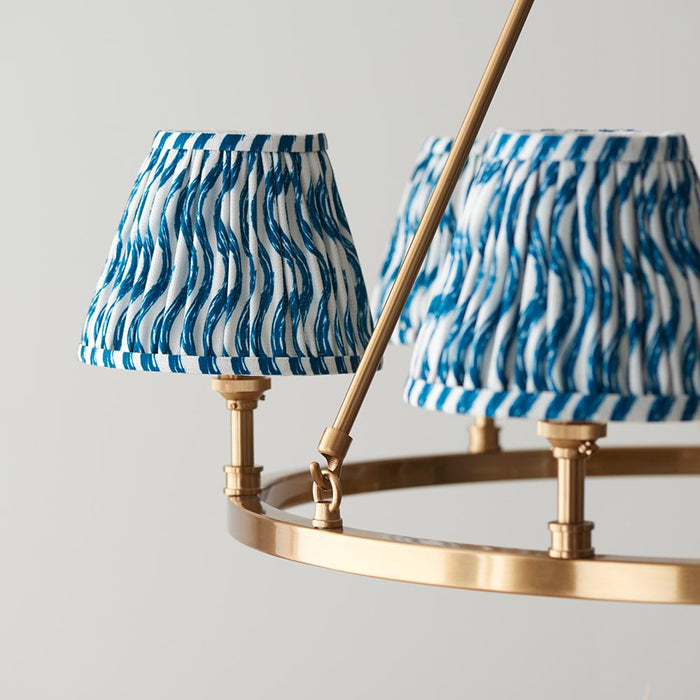 Chester And Ripple 6 Lights 16cm Marlin Blue Shade Ceiling Light In Aged Brass