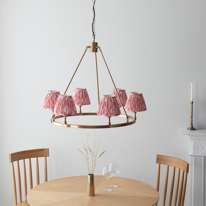 Chester And Ikat 6 Lights 16cm Coral Pink Shade Ceiling Light In Aged Brass