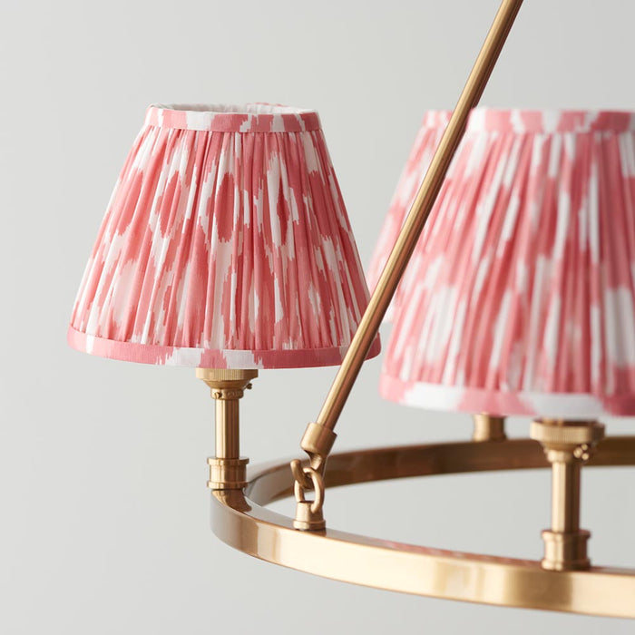 Chester And Ikat 6 Lights 16cm Coral Pink Shade Ceiling Light In Aged Brass