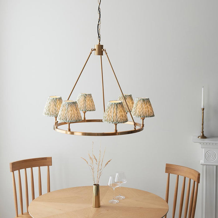 Chester And Leaf 6 Lights 16cm Herb Garden Green Shade Ceiling Light In Aged Brass