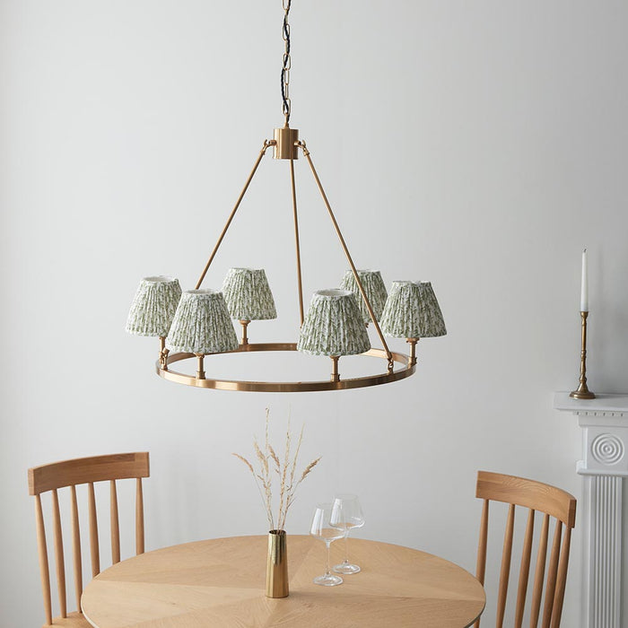 Chester And Leaf 6 Lights 16cm Herb Garden Green Shade Ceiling Light In Aged Brass
