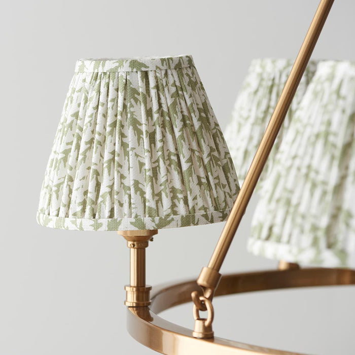 Chester And Leaf 6 Lights 16cm Herb Garden Green Shade Ceiling Light In Aged Brass