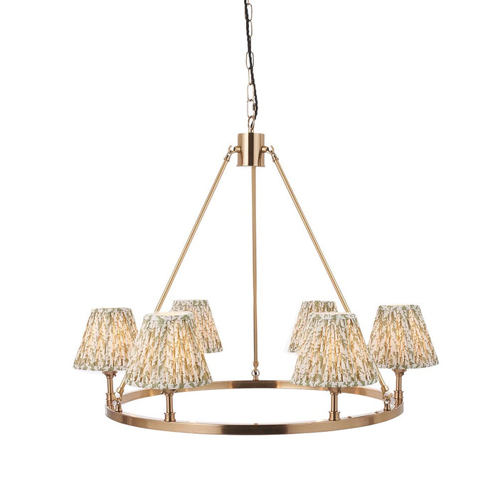 Chester And Leaf 6 Lights 16cm Herb Garden Green Shade Ceiling Light In Aged Brass