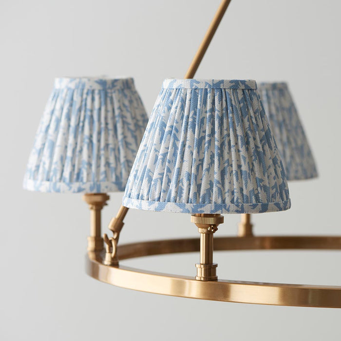 Chester And Leaf 6 Lights 16cm Shell Bay Blue Shade Ceiling Light In Aged Brass